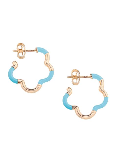 B Mini Earrings In Gold And Light Blue BEA BONGIASCA | BE256YGZ